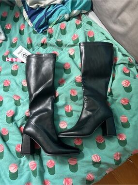 Cider Black Mid-Calf Block Heel Boots